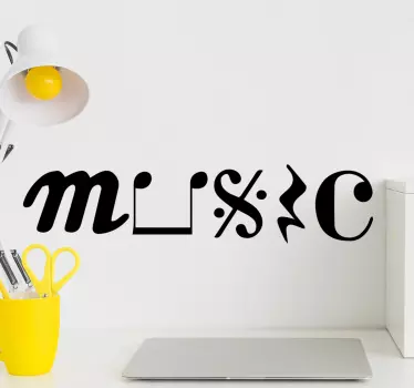 Musical sticker with unique font style music - TenStickers
