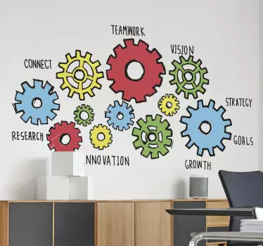 Cogs machine office wall decal - TenStickers