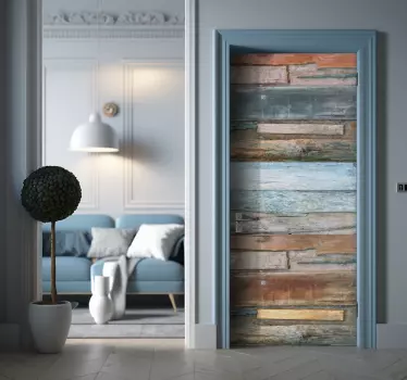 Old wood planks door sticker - TenStickers