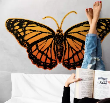 Butterfly wall sticker in orange and black design - TenStickers