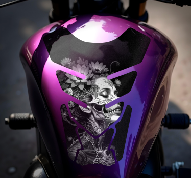 Painted Skeleton Lady motorcycle decals - TenStickers