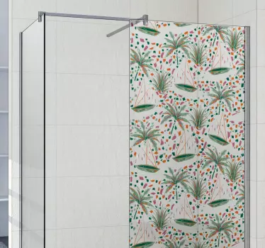 Palm Tree Pattern shower screen sticker - TenStickers