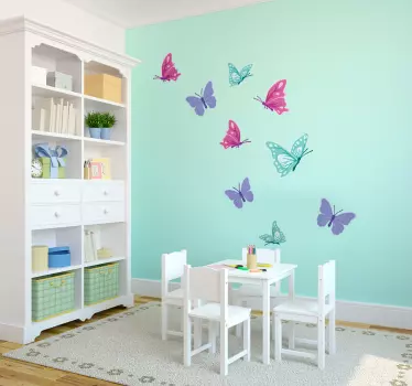 Set of pastel butterfly wall sticker - TenStickers