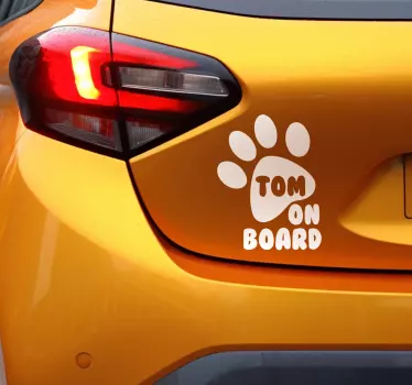 Paw dog name custom car sticker - TenStickers