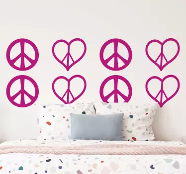 Peace sign hearts wall decor - TenStickers