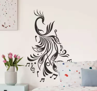 Peacock music note musical wall decal - TenStickers