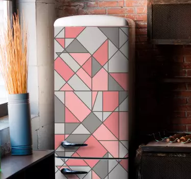 Pink and gray triangle wall art pattern fridge decals - TenStickers