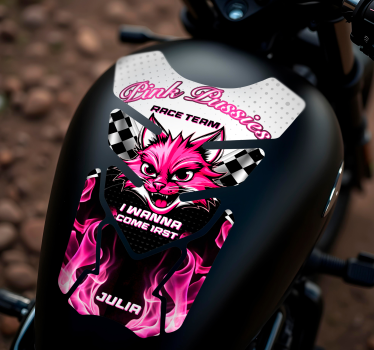 Pink cat motorcycle decals - TenStickers