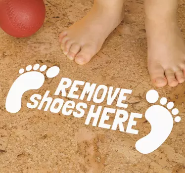 Remove shoes here floor text sticker - TenStickers