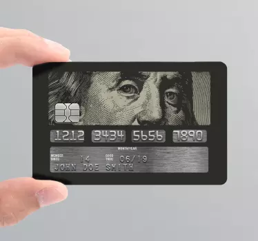 Revealing dollar bill bank card sticker - TenStickers