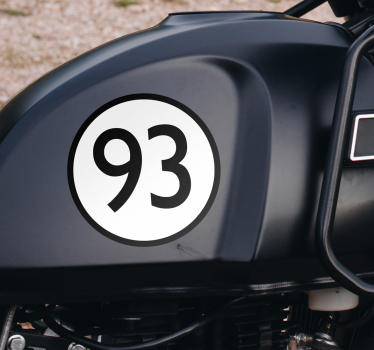 Rounded classic number motorcycle decals - TenStickers