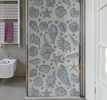 Seashell Sketches shower sticker - TenStickers