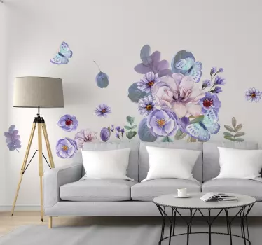 Set of watercolor flowers flower wall decal - TenStickers