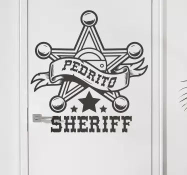 Sheriff Theme Personalized Piece door sticker - TenStickers