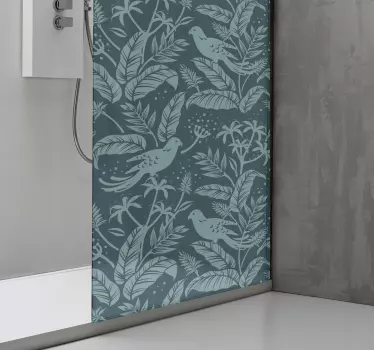 Shower screen sticker birds among foliage - TenStickers