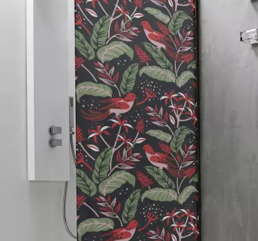 Shower screen sticker botanical bird design - TenStickers