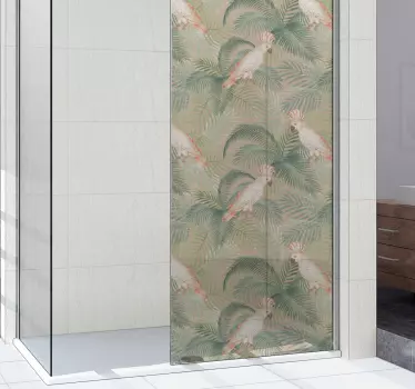 Shower screen sticker cockatoo tropical design - TenStickers