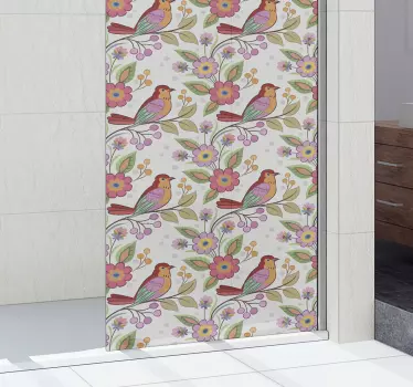 Shower screen sticker colorful birds design - TenStickers
