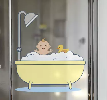 Shower screen sticker cute baby bathtime - TenStickers