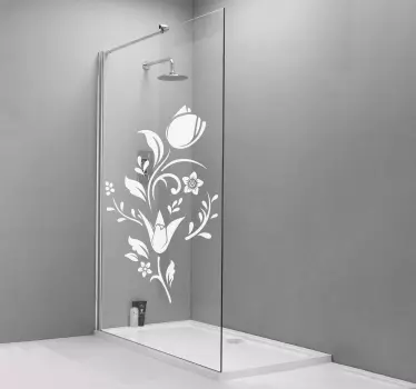 Shower screen sticker elegant floral design - TenStickers