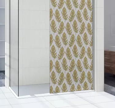 Shower screen sticker elegant leaf design - TenStickers