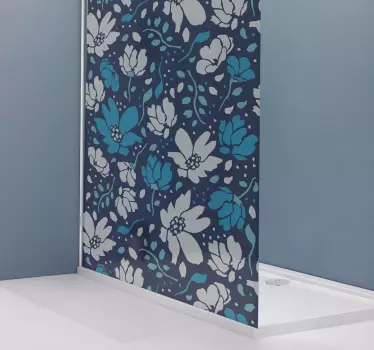 Shower screen sticker floral design illustration - TenStickers