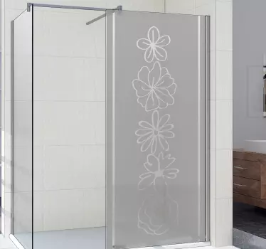 Shower screen sticker floral shower design - TenStickers