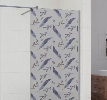 Shower screen sticker graceful leaf design - TenStickers
