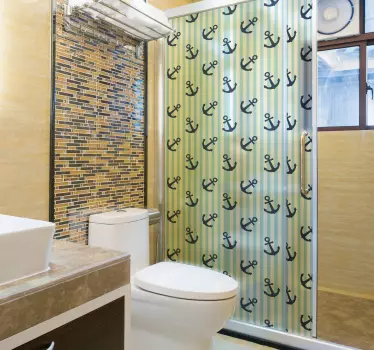 Shower screen sticker nautical anchor design - TenStickers