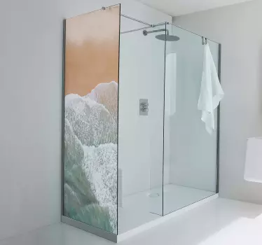 Shower screen sticker ocean wave design - TenStickers