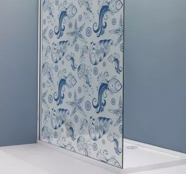 Shower screen sticker oceanic fish designs - TenStickers