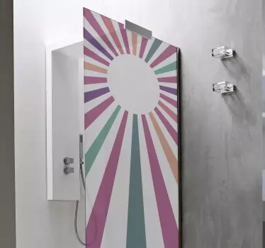 Shower screen sticker radiant sunburst design - TenStickers