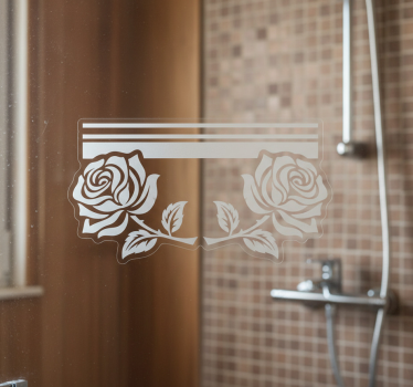 Shower screen sticker symmetrical rose design - TenStickers