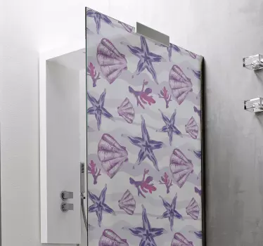 Shower screen sticker underwater shell design - TenStickers