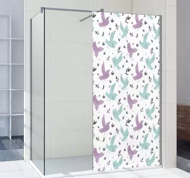 Shower screen sticker vibrant bird design - TenStickers