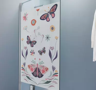 Shower screen sticker vibrant butterfly emblem - TenStickers