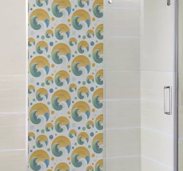 Shower screen sticker wave pattern design - TenStickers