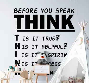 Think before you speak educational sticker - TenStickers