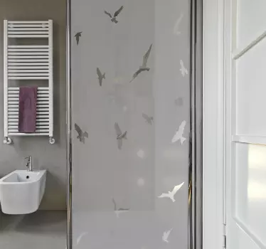 Translucent shower with birds shower screen decal - TenStickers