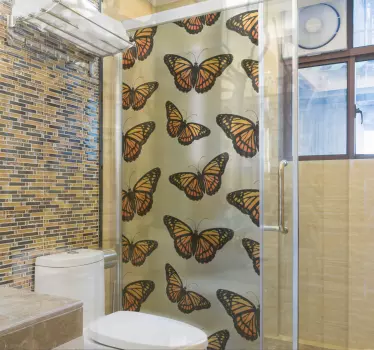 Vivid butterfly pattern shower screen sticker - TenStickers