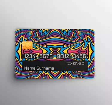 Vivid colors groovy lines credit card sticker - TenStickers