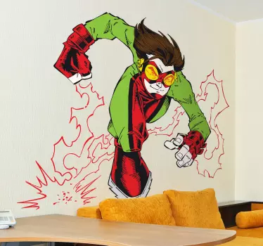 Wall sticker dynamic superhero action - TenStickers