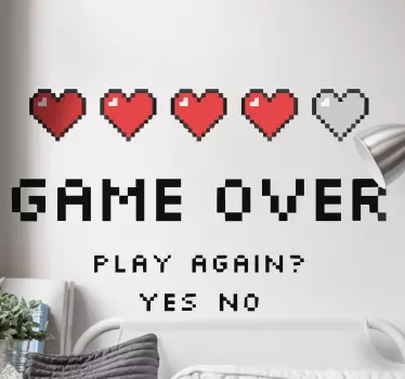 Wall sticker pixel heart monitor - TenStickers