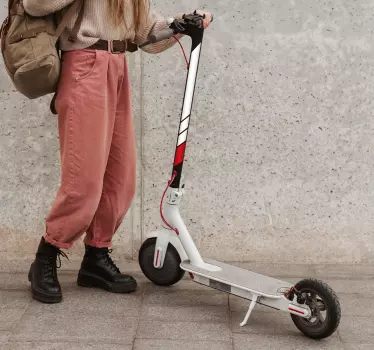 White and Red Scooter Sticker - TenStickers