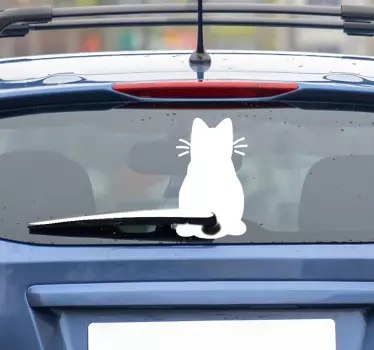 Windshield wiper cat  car sticker - TenStickers