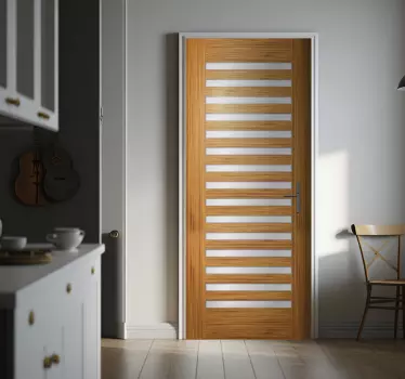 Wood texture with windows door sticker - TenStickers