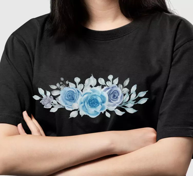 Blue flower design custom t-shirt - TenStickers