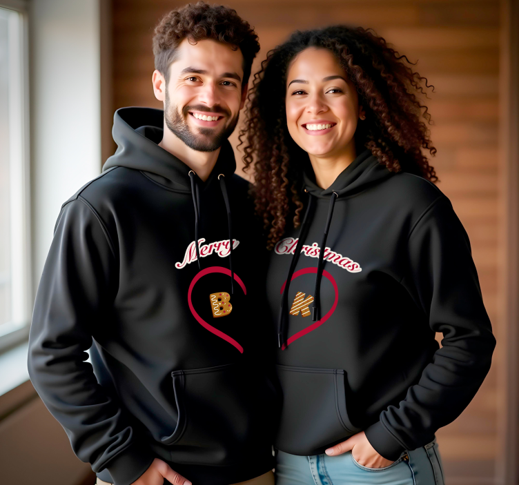 Christmas hoodies personalised with name letters couple t-shirts - TenStickers