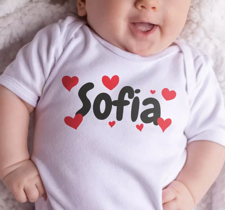 Customisable name with hearts kids shirt - TenStickers
