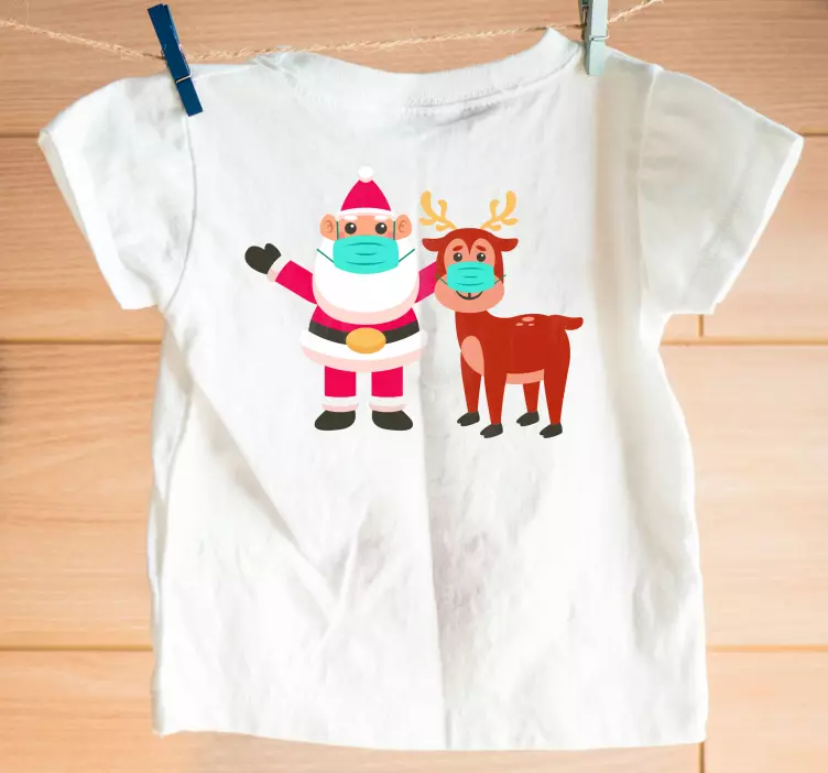 Festive Santa reindeer duo father and son t-shirt - TenStickers